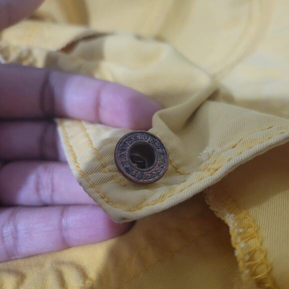 Vintage Bib Overalls Shorts Yellow Cotton Denim Shortalls 90s Y2k Size Medium - Picture 14 of 16